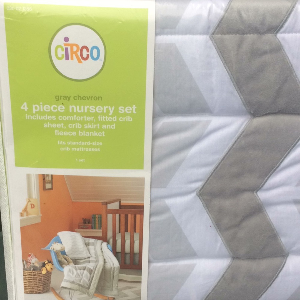 4 piece nursery set gray and white